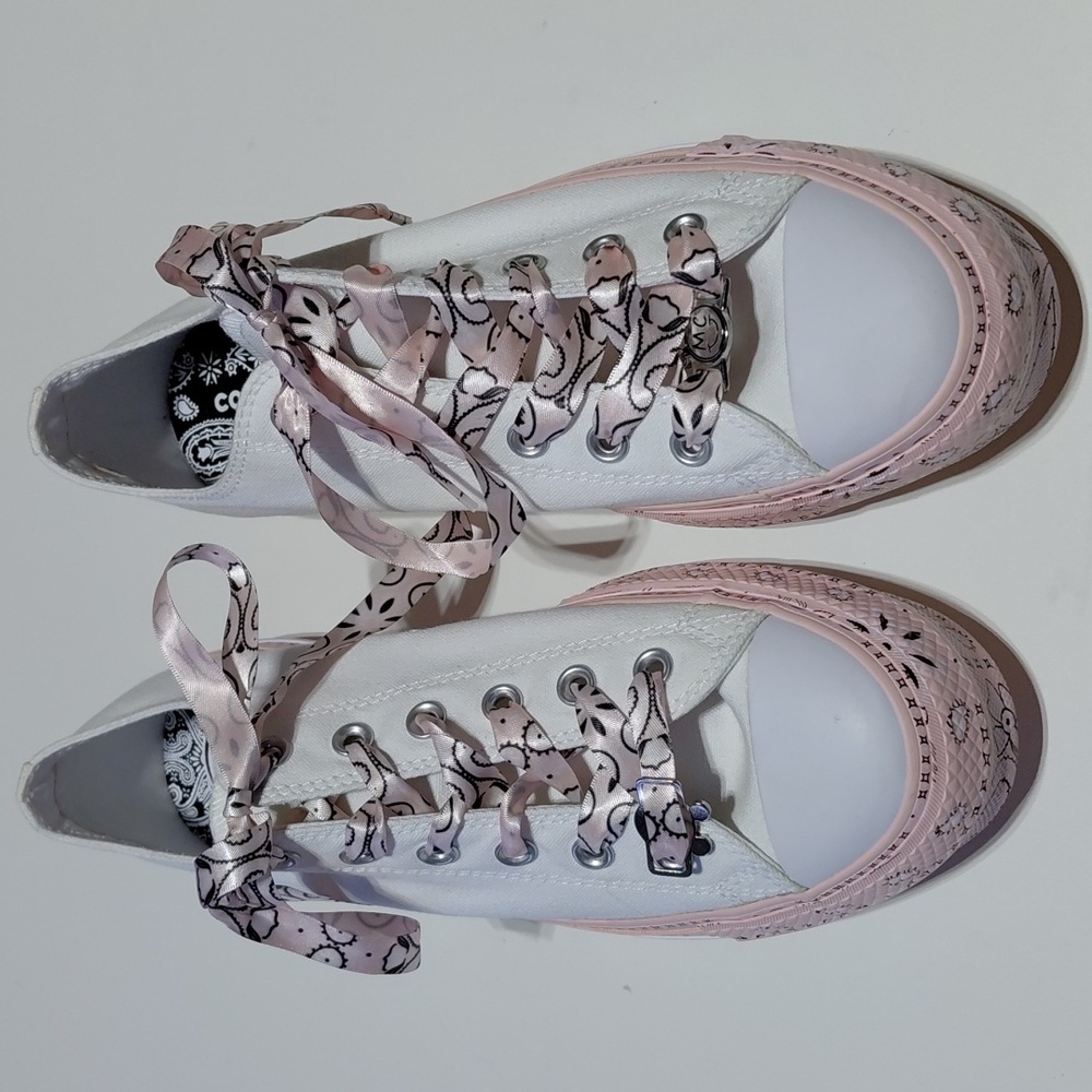 CONVERSE  Women's Miley Cyrus  Pink and White Platform  Sneakers - Size 10.5